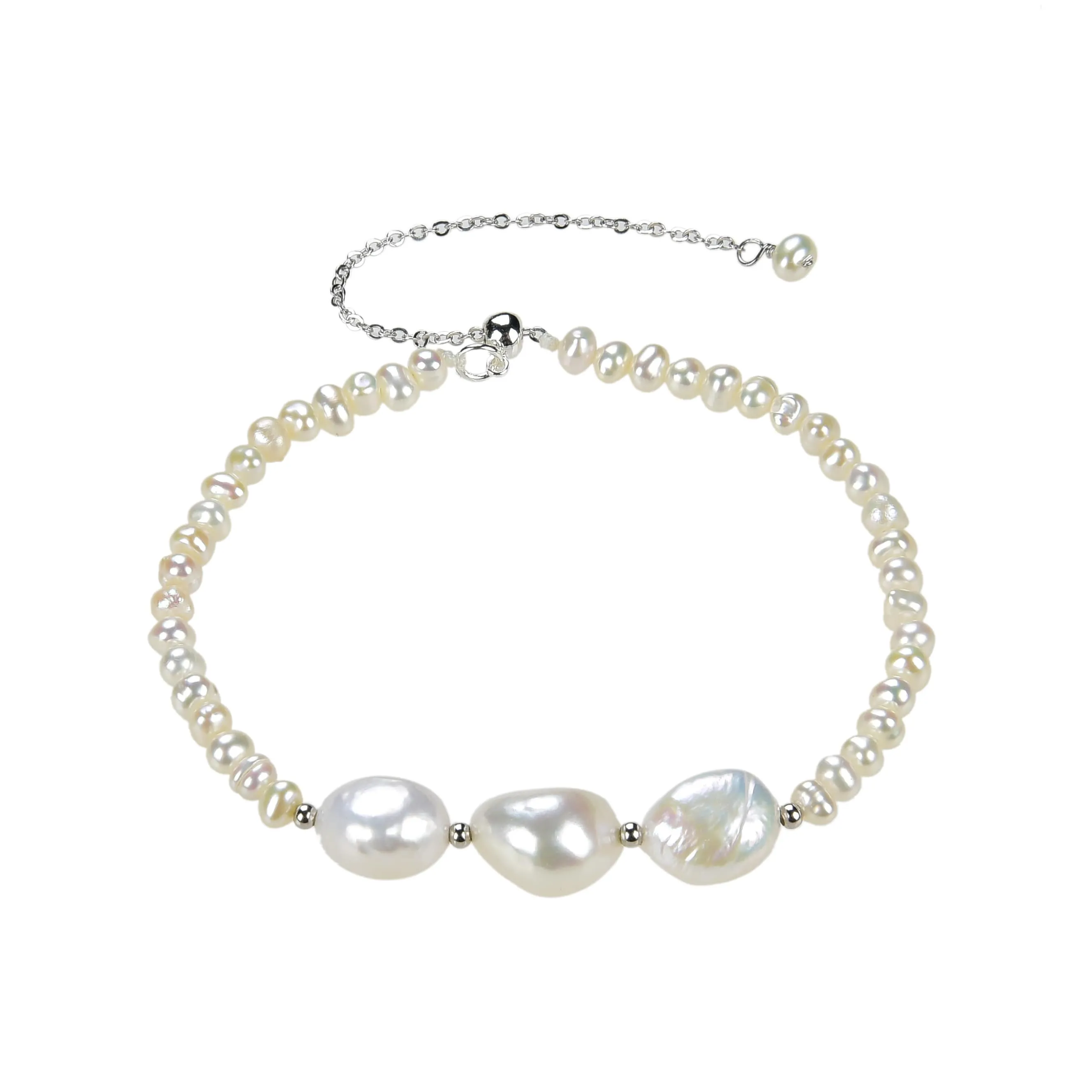 V3 Jewelry Sterling Silver Freshwater Pearl Adjustable Beaded Bracelet sold by Zulily