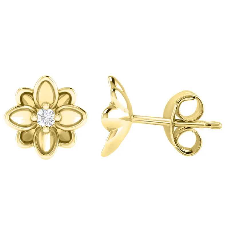 Moissanite Gold over Sterling Silver Flower Stud Earrings sold by Zulily