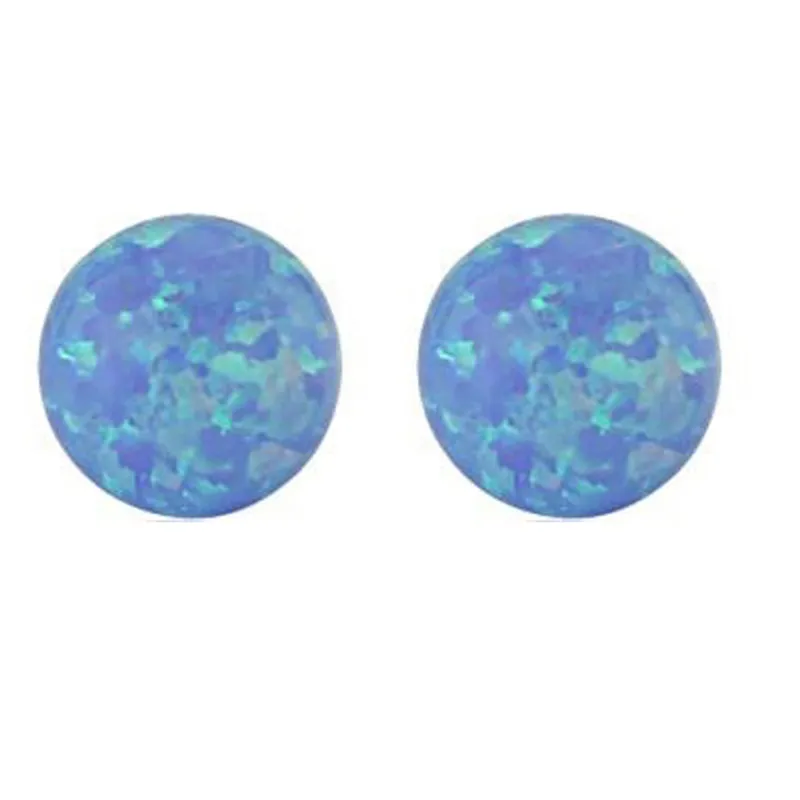 Sterling Silver 6mm Blue Opal Bead Stud Earrings sold by Zulily