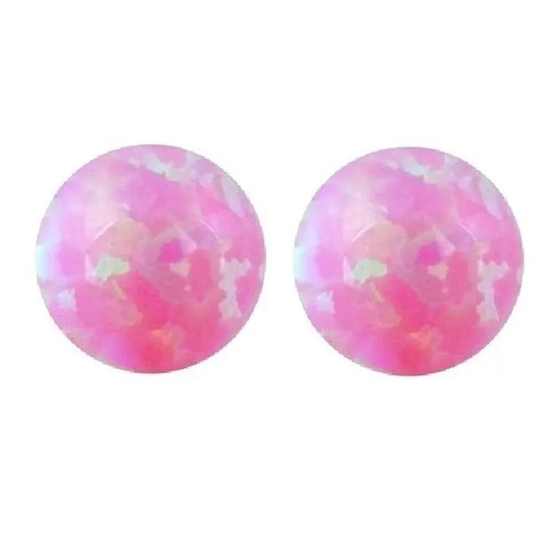 6mm Pink Opal Bead Stud Earrings Sterling Silver sold by Zulily