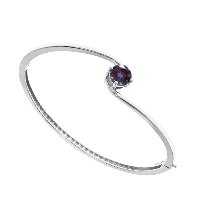 Sterling Silver 2.20CT Color Changing Alexandrite Solitaire Bangle Bracelet sold by Zulily