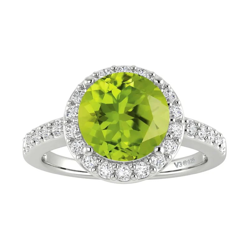 2.65CT Natural Peridot and White Topaz Sterling Silver Halo Ring sold by Zulily