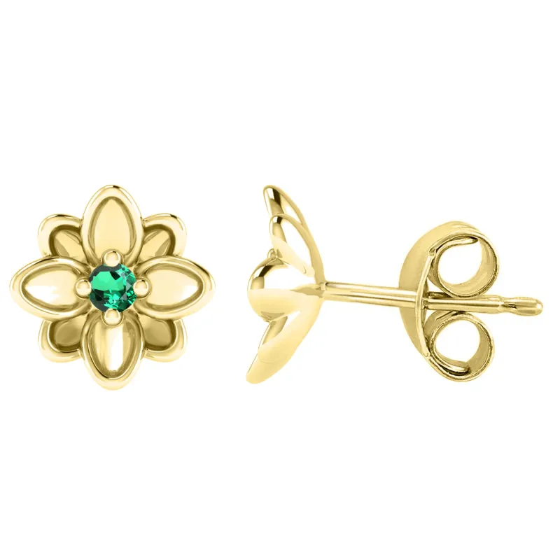 Green Emerald Gold over Sterling Silver Stud Earrings sold by Zulily
