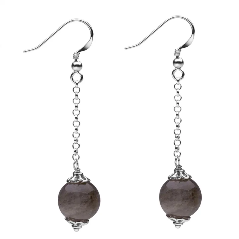 Natural Labradorite Sterling Silver Dangle Earrings sold by Zulily