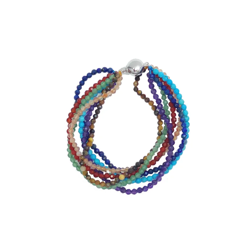 Multi Gemstone Layered Beaded Bracelet with Sterling Silver Magnetic Clasp sold by Zulily