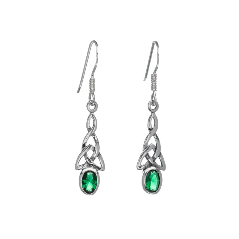 Sterling Silver Emerald Cubic Zirconia Celtic Drop Earrings sold by Zulily