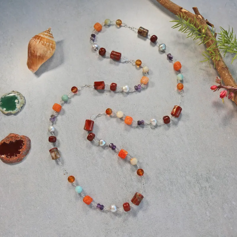 MGR Women's Mixed Stone Hand Wired Wrapped Necklace. Jewelry. sold by Zulily