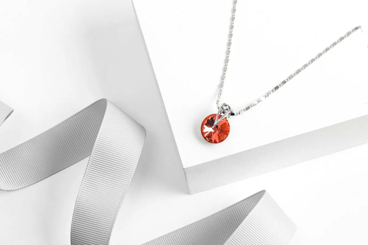 Crystal Padparadcha Rivoli Pendant Necklace with Swarovski Crystals by callura sold by Zulily