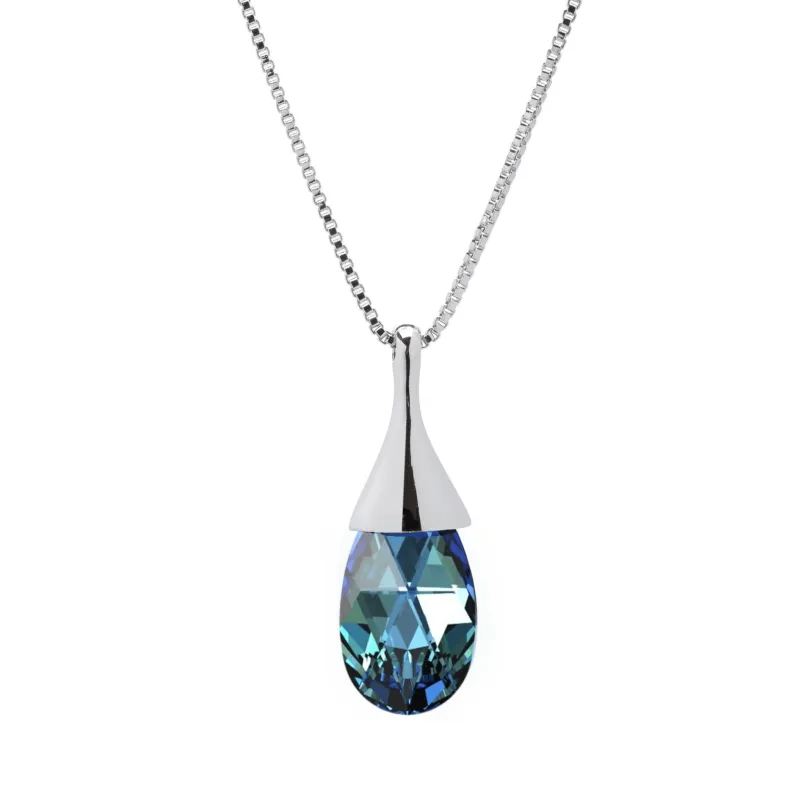 Teardrop Faceted Crystal Malibu Blue Pendant Necklace with Swarovski crystals by callura sold by Zulily