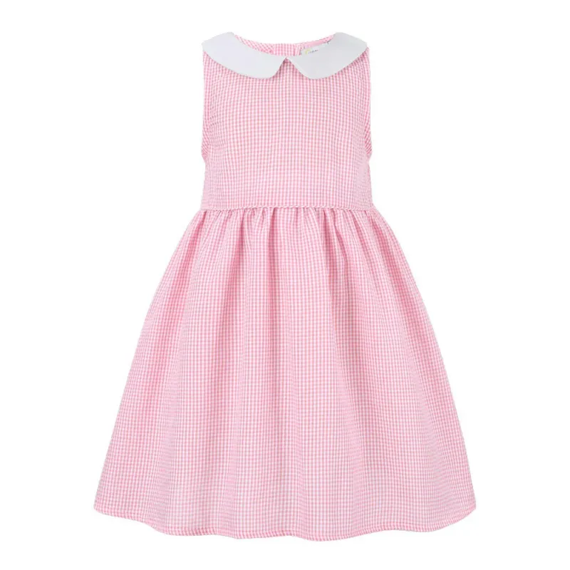 Pink Gingham Peter Pan Collar Sleeveless A-Line Dress sold by Zulily