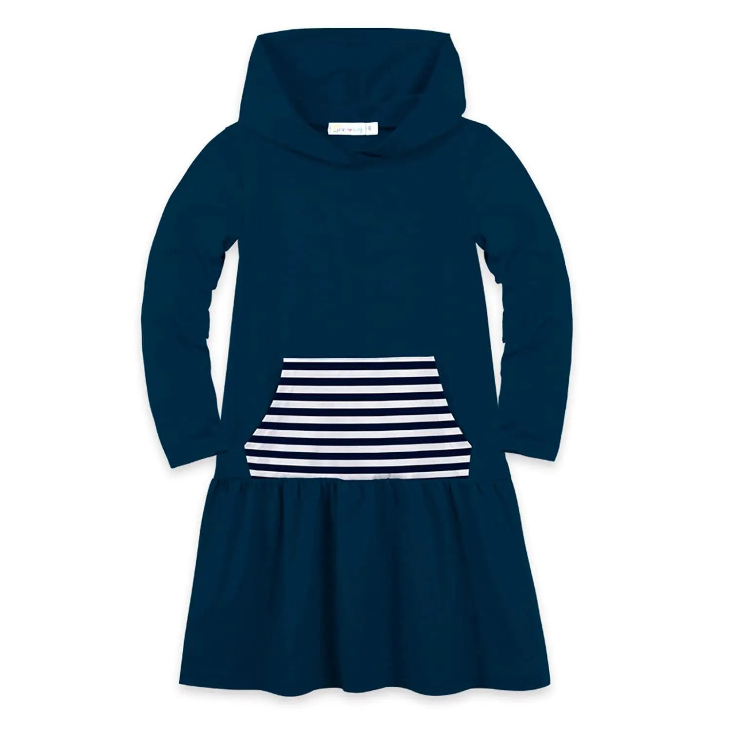 Dark Blue Stripe Pocket Hooded Low Waist Dress sold by Zulily product image thumbnail 2