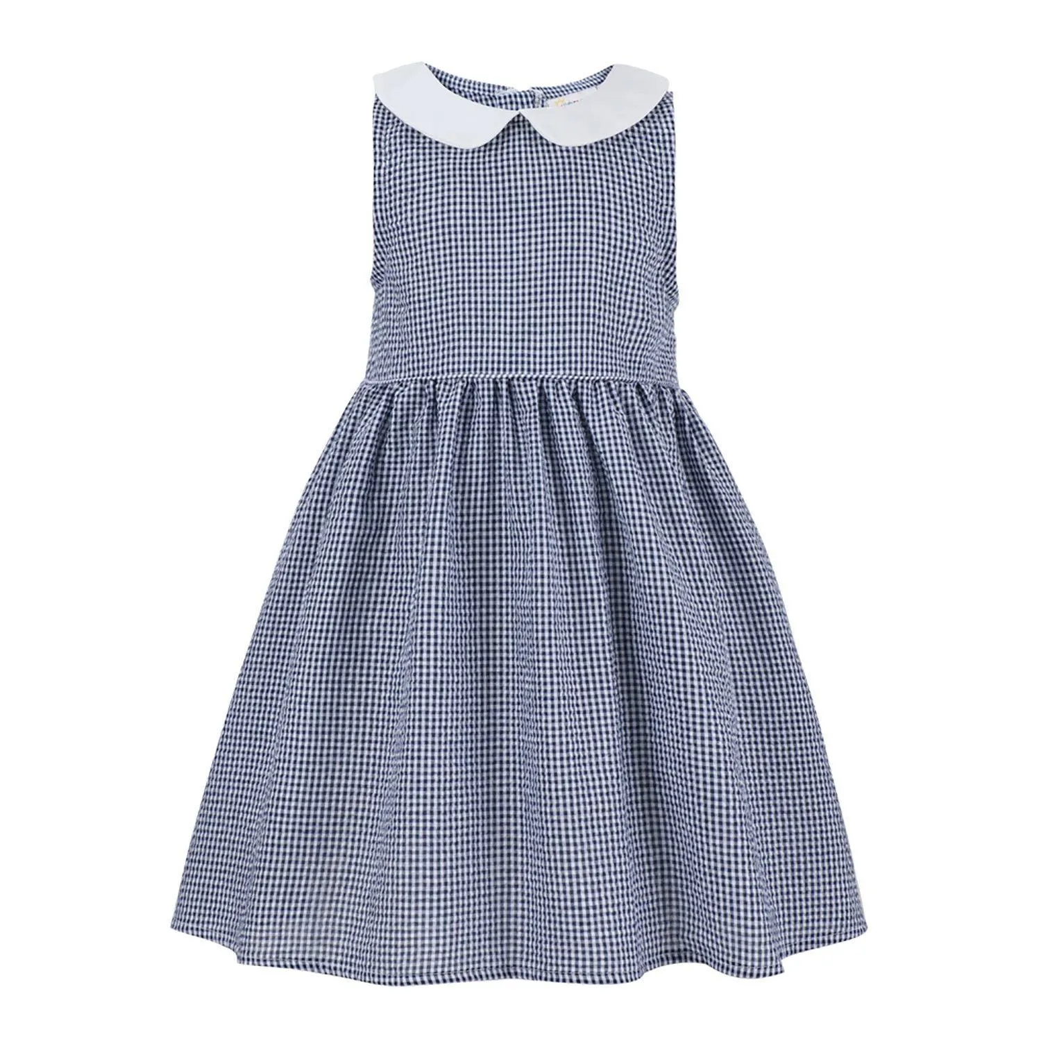 Blue Gingham Peter Pan Collar Sleeveless A-Line Dress sold by Zulily