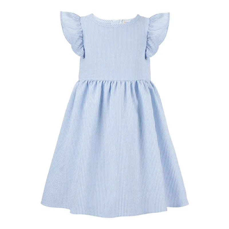 Blue & White Stripe Angel-Sleeve A-Line Dress sold by Zulily