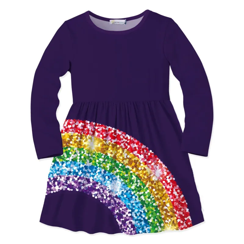 Purple Rainbow Print Skater Dress sold by Zulily