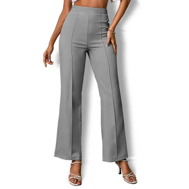 Grey Elastic Waist Bootcut Pants sold by Zulily