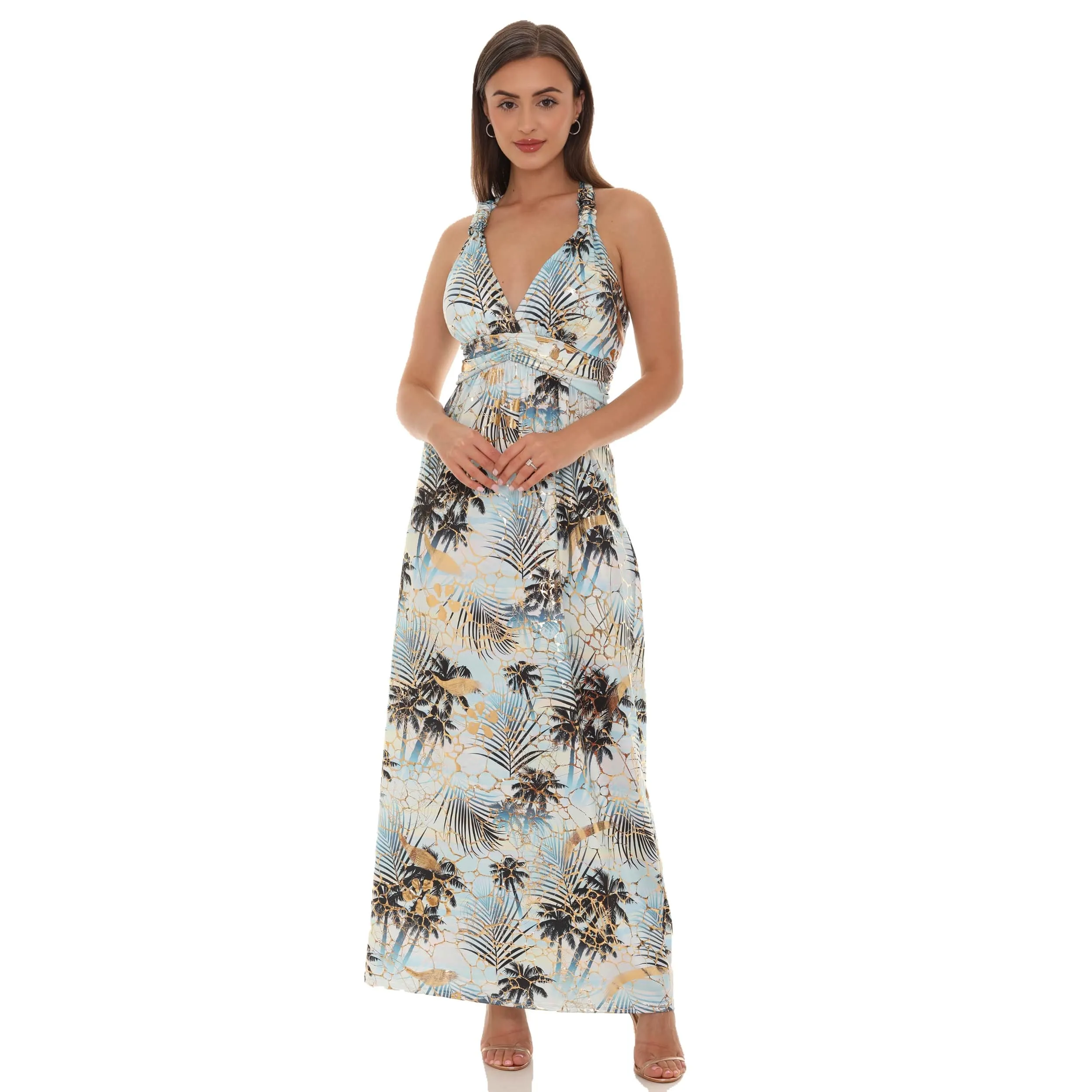 Palm Leaf Gold Foil Print Halter sold by Zulily