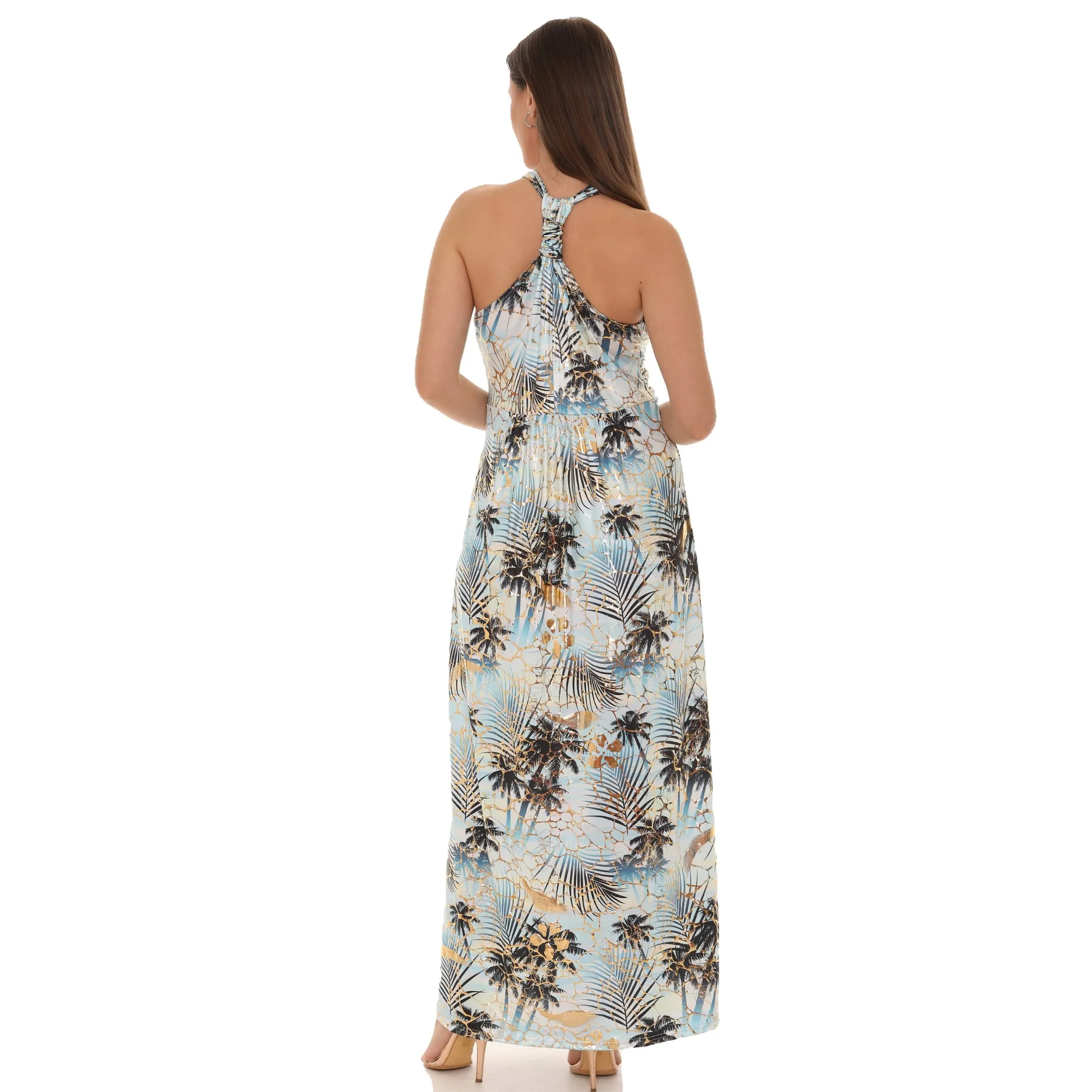 Palm Leaf Gold Foil Print Halter sold by Zulily product image thumbnail 2