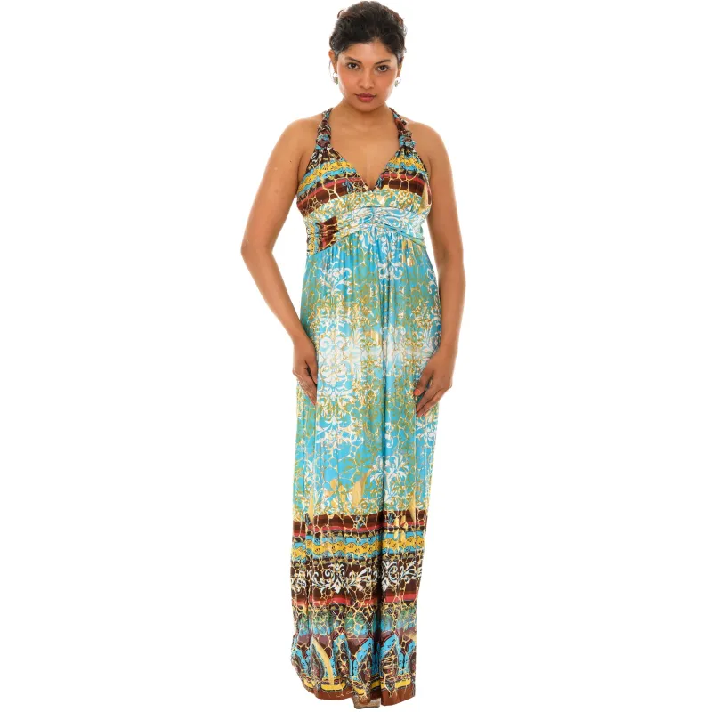 Abstract Gold Foil Halter Maxi Dress sold by Zulily