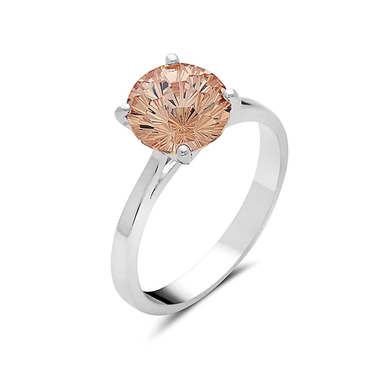 Vera & Co Sterling Silver Solitaire Women Ring with Champagne Color CZ size 7 sold by Zulily