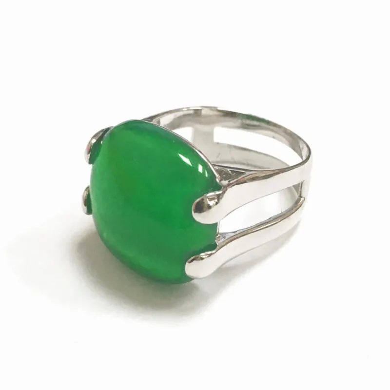 Vera & Co Sterling Silver Cushion Shape Green Jade Women Ring Size 9 sold by Zulily