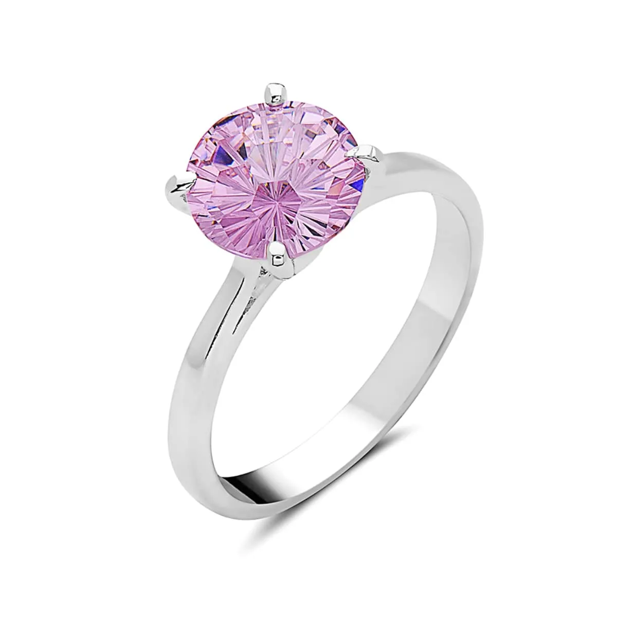 Vera & Co Sterling Silver Solitair Women Ring with Peridot Pink Color CZ size 9 sold by Zulily