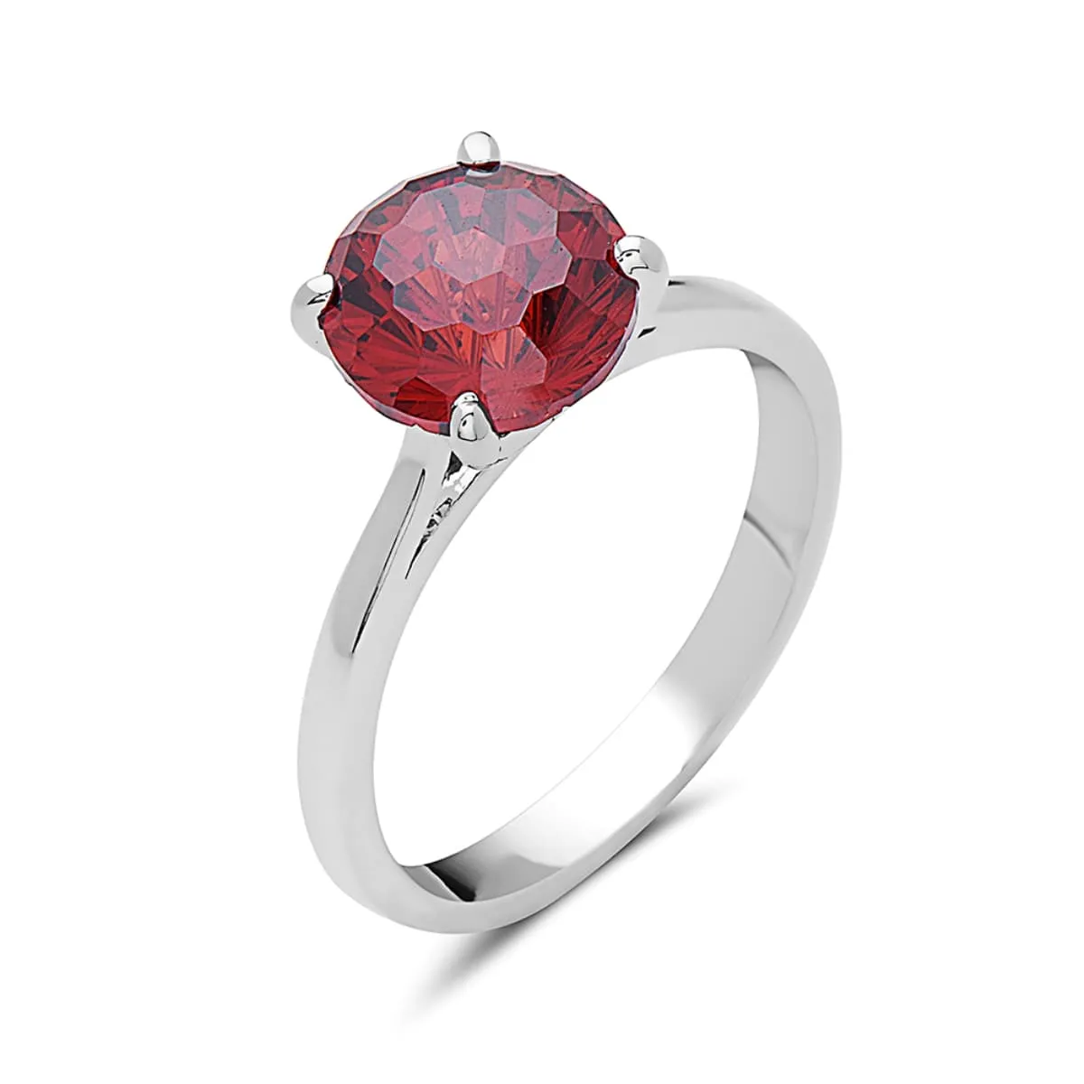 Vera & Co Sterling Silver Solitaire Women Ring with Garnet Red CZ size 9 sold by Zulily