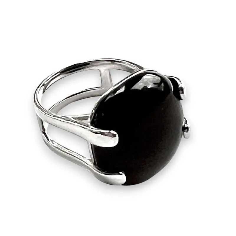 Vera & Co Sterling Silver Cushion Shape Black Onyx Stone Women Ring Size 8 sold by Zulily