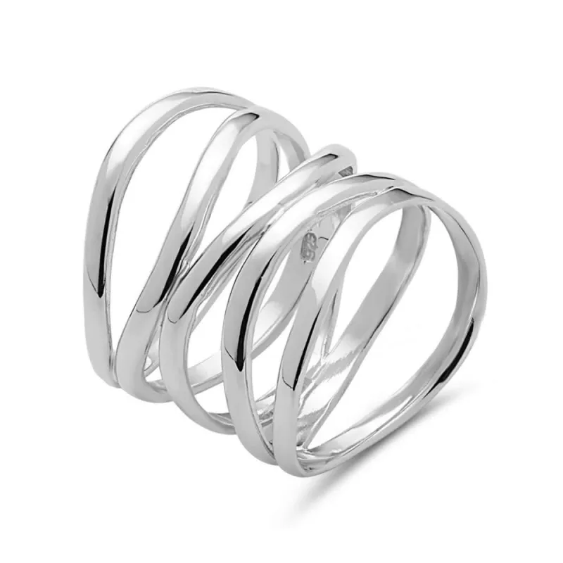 Vera & Co Sterling Silver Squeezed 5 Lines Women Ring size 7 sold by Zulily