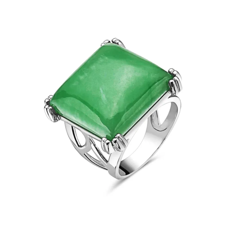 Vera & Co Sterling Silver Square Green Jade Statemen Women Ring size 9 sold by Zulily
