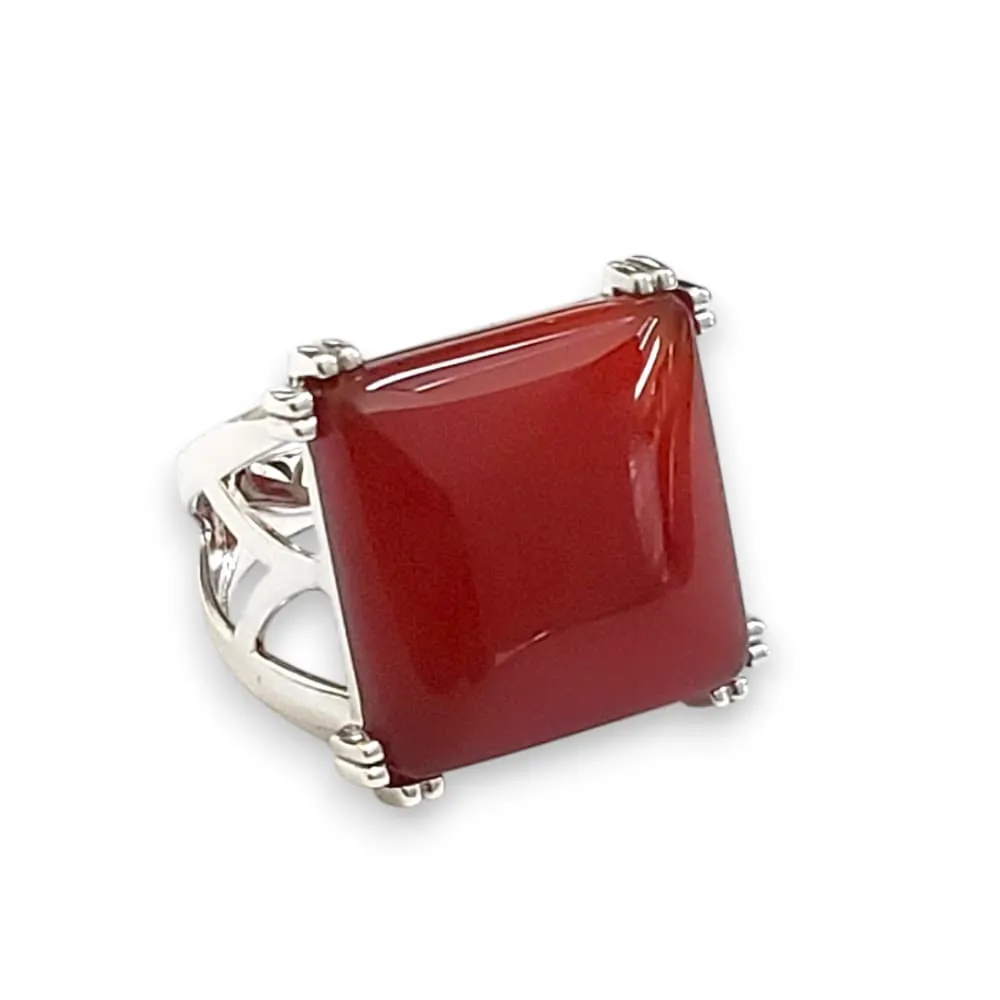 Vera & Co Sterling Silver Square Red Carnelian Statement Women Ring size 7 sold by Zulily