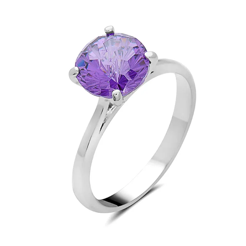 Vera & Co Sterling Silver Solitaire Purple CZ Women Ring size 6 sold by Zulily