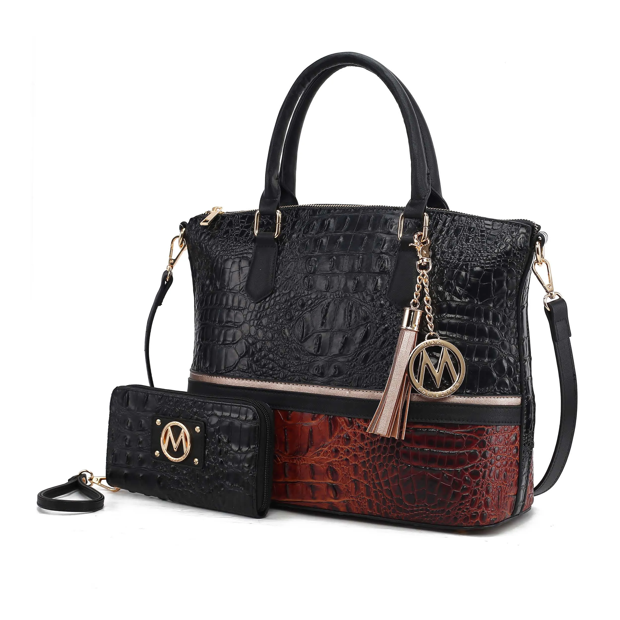 MKF Collection by Mia K. MKF Collection Autumn Crocodile Skin Tote Bag with Wallet by Mia K sold by Zulily product image thumbnail 2
