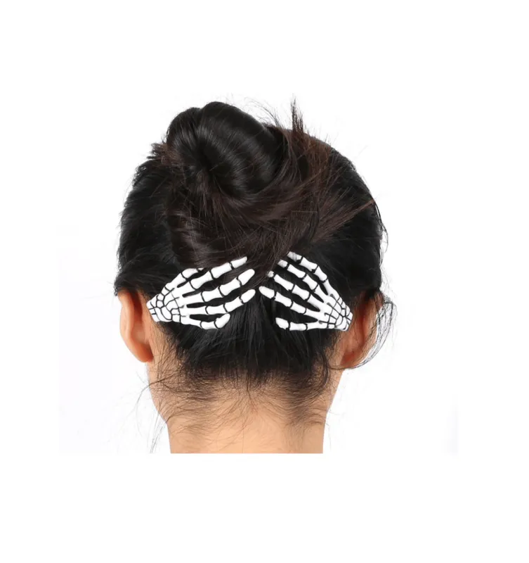 Skeleton Hands Hair Clips Set Of 2 - White made by Zulily