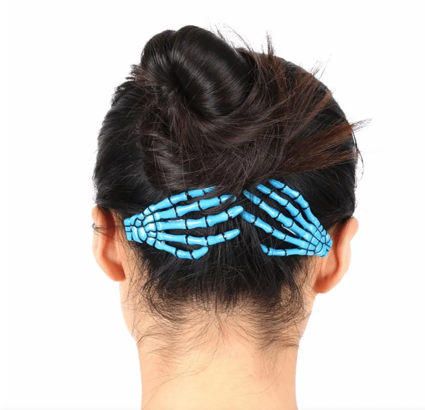 Skeleton Hands Hair Clips Set Of 2 - Blue made by Zulily