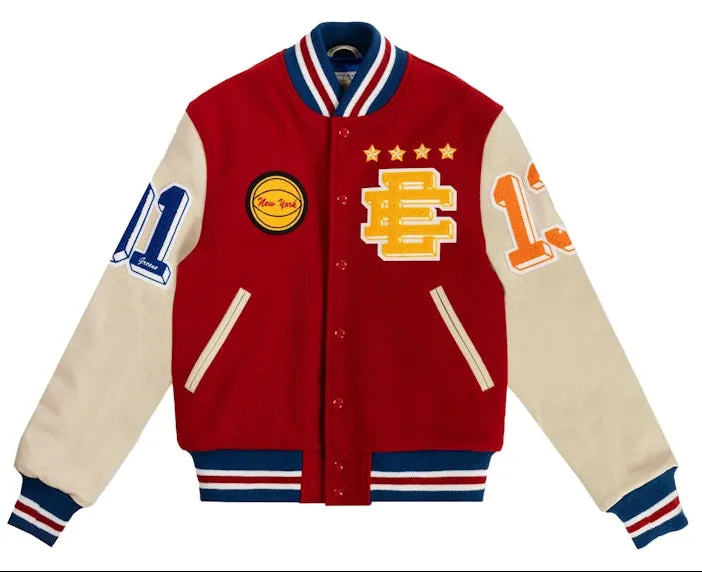 Eric Emanuel Men's Ee Varsity Letterman Wool/Leather Jacket Ss24 - Vjcorwoo-Redyel sold by Zulily