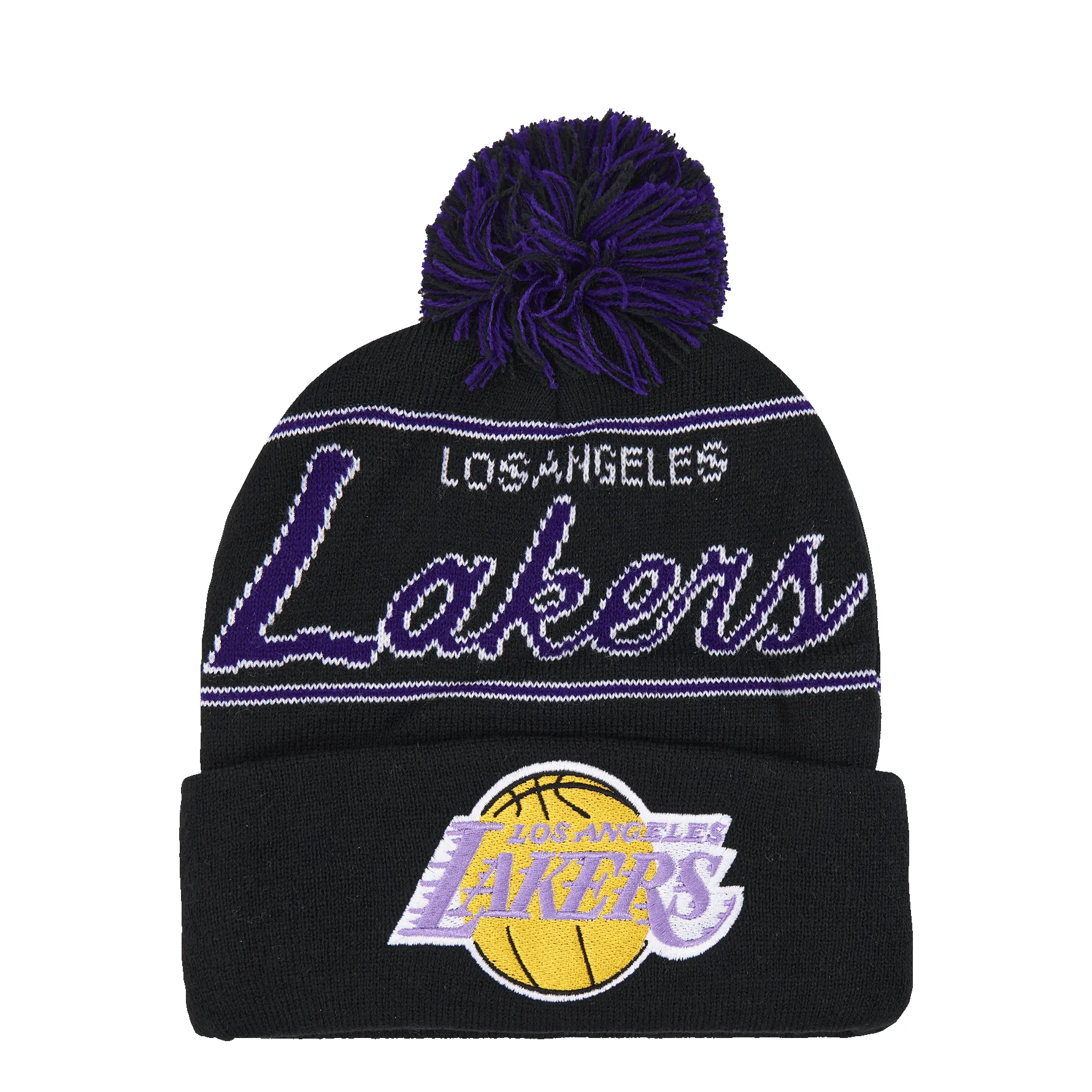 Mitchell & Ness Men's Nba Script Pom Beanie Hwc Lakers - Black sold by Zulily