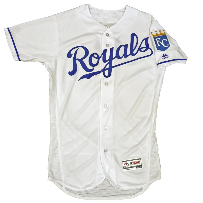 Majestic Men's Mlb Kansas City Royals Authentic On Field Flex Base Jersey -Home White/Blue sold by Zulily