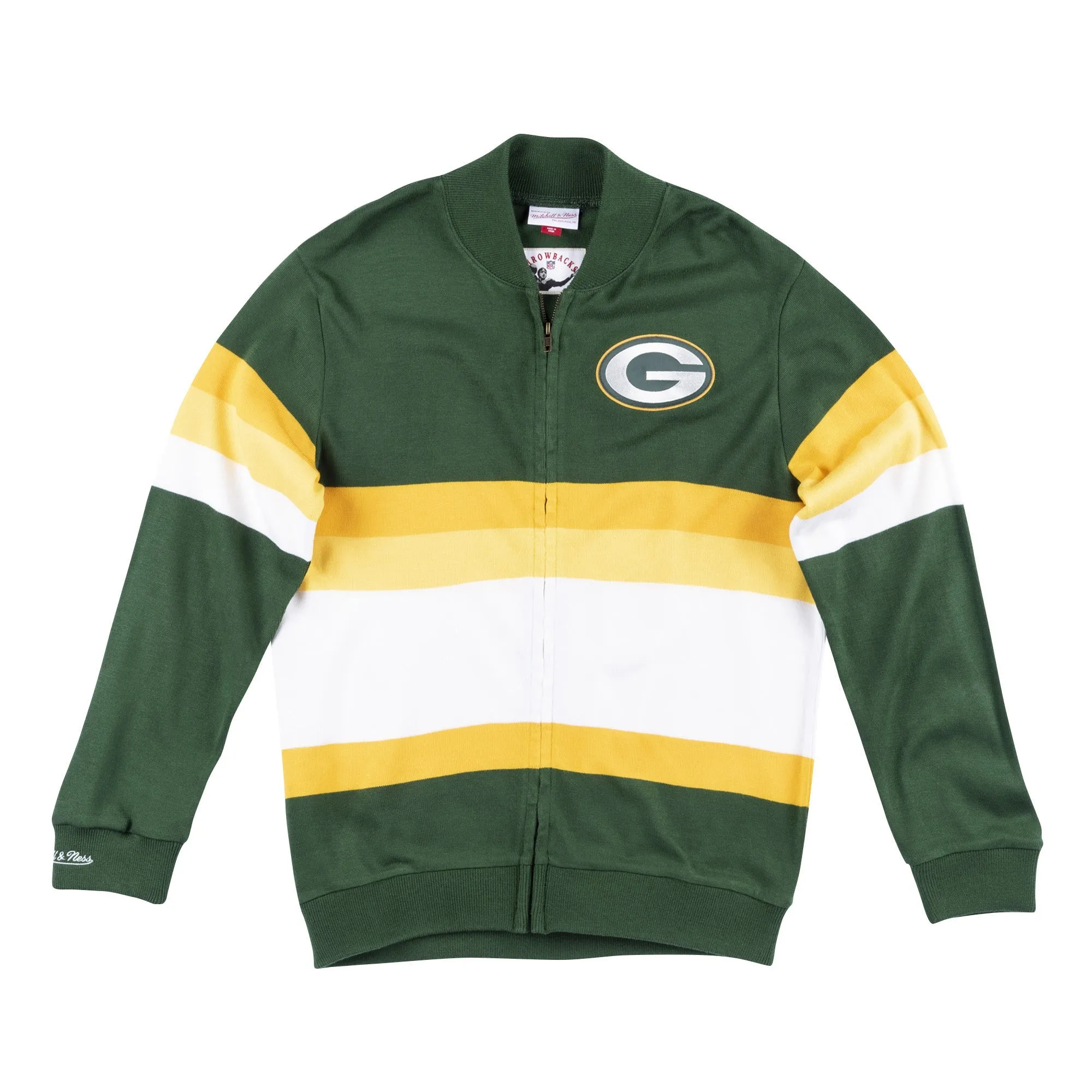 Mitchell & Ness Men's Nfl Front Stripe Full Zip Sweater Green Bay Packers sold by Zulily