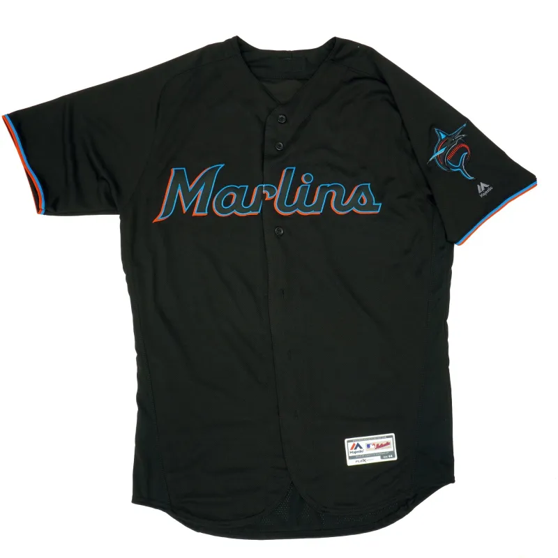 Majestic Men's Mlb Miami Marlins Authentic On Field Flex Base Jersey - Black Alternate sold by Zulily