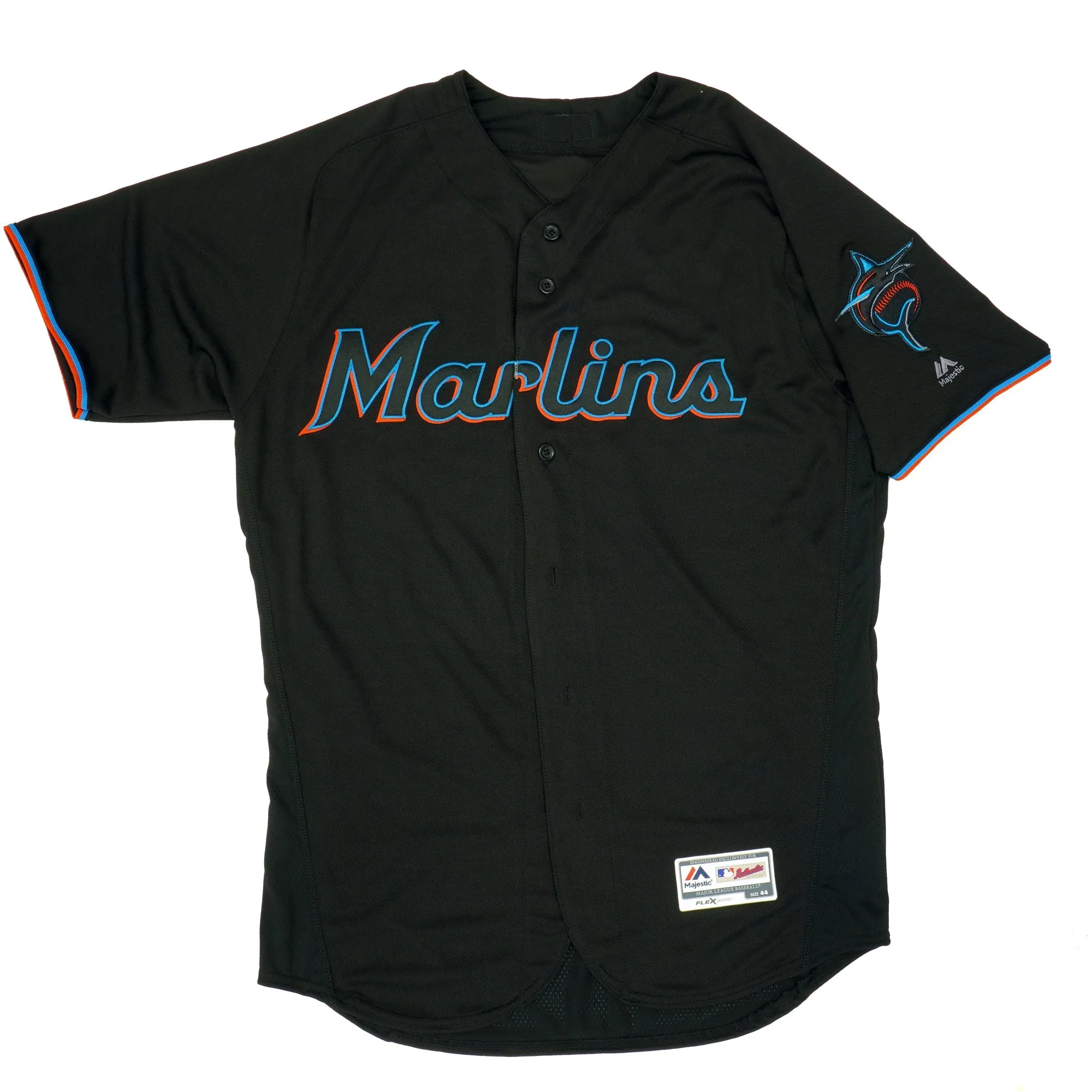Majestic Men's Mlb Miami Marlins Authentic On Field Flex Base Jersey - Black Alternate sold by Zulily