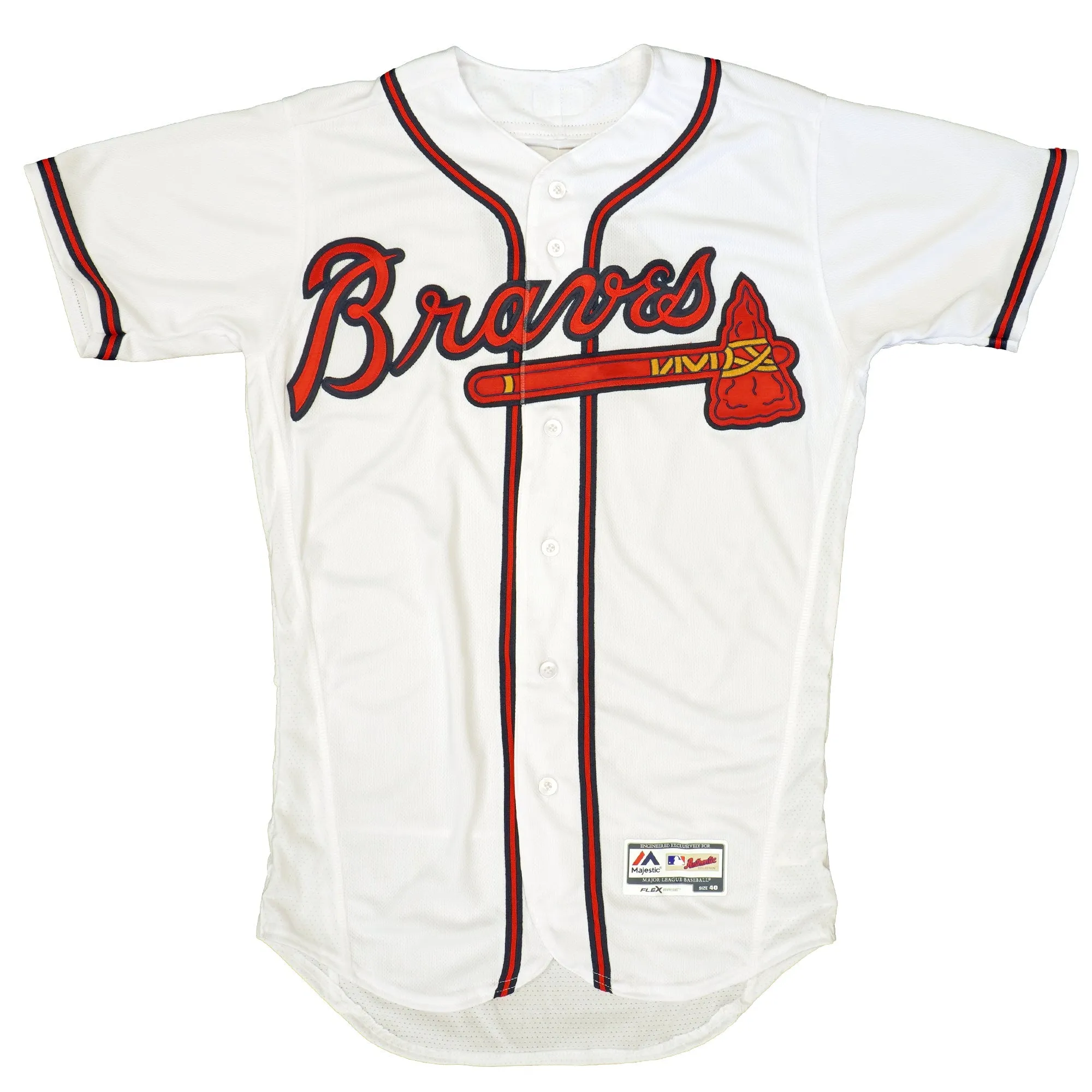Majestic Men's Mlb Atlanta Braves Authentic On Field Flex Base Jersey - Home White sold by Zulily
