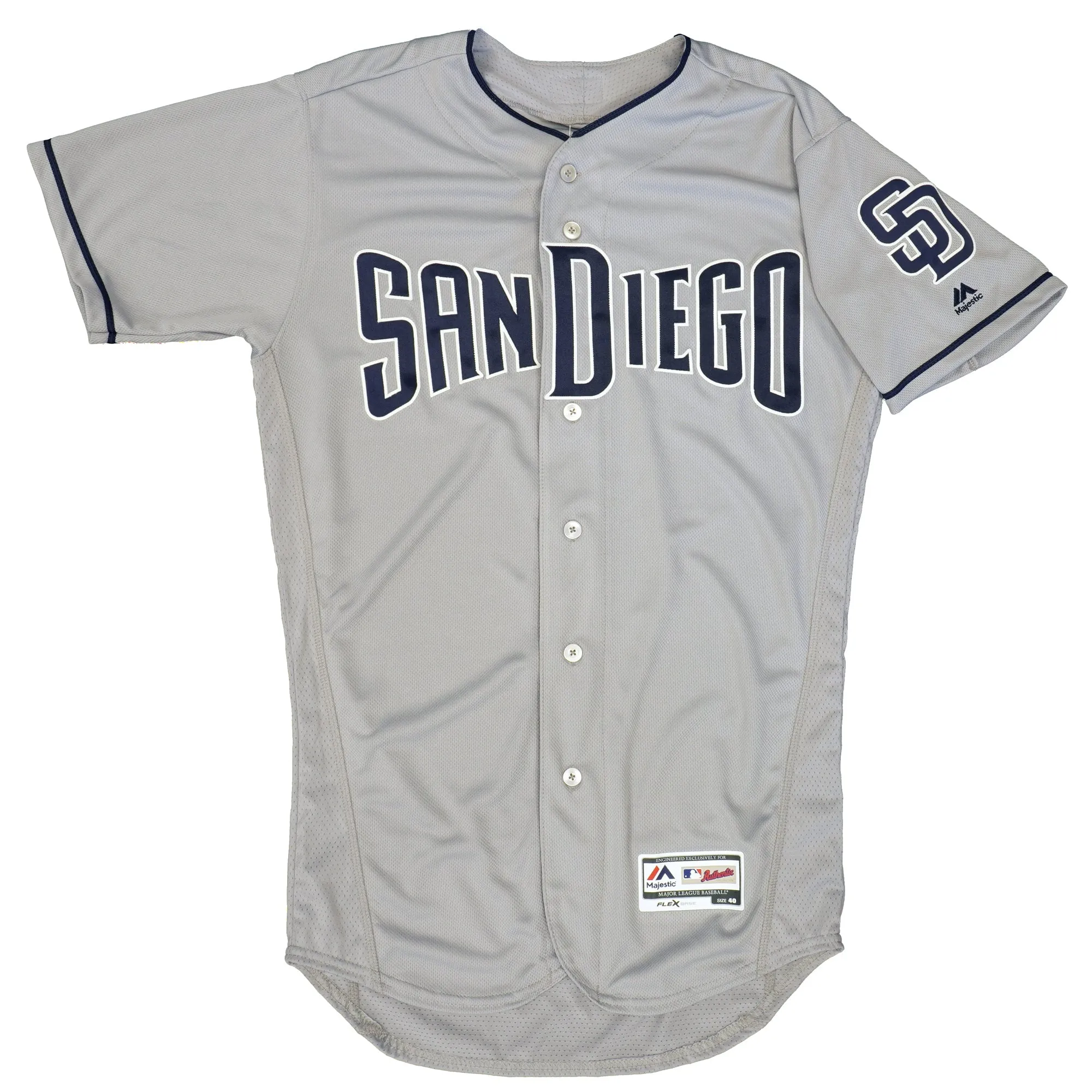 Majestic Men's Mlb San Diego Padres Authentic On Field Flex Base Jersey - Road Gray sold by Zulily