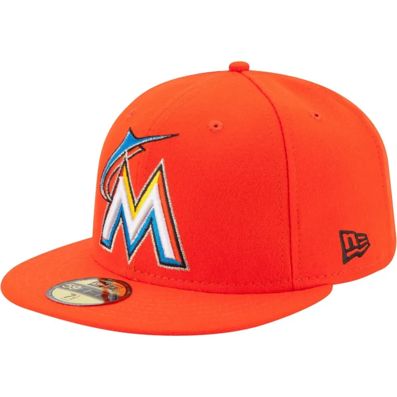 New Era Men's Mlb Authentic Collection On Field 59Fifty Fitted Cap Miami Marlins - 70360936 made by New Era