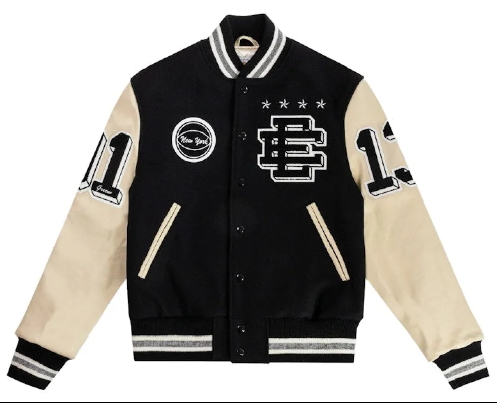 Eric Emanuel Men's Ee Varsity Letterman Wool/Leather Jacket Ss24 - Vjcorwoo-Blkblk sold by Zulily