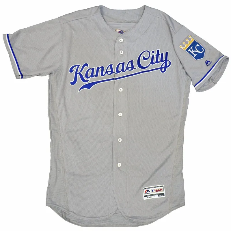 Majestic Men's Mlb Kansas City Royals Authentic On Field Flex Base Jersey - Road Gray sold by Zulily