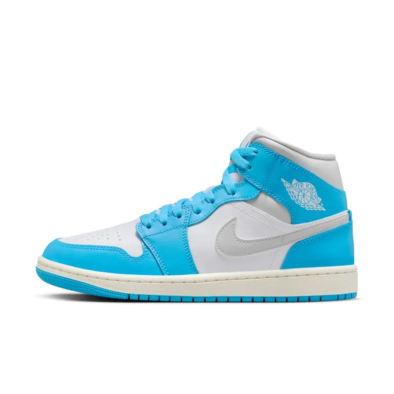 Air Jordan Women's Retro 1 Mid 'Dark Powder Blue White Sail Neutral Grey' - Bq6472-400 sold by Zulily