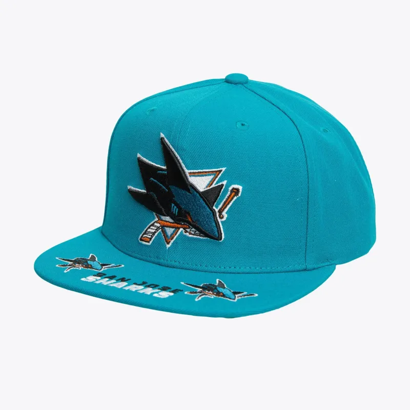 Mitchell & Ness Men's Nhl Vintage Hat Trick Snapback Sharks - Teal sold by Zulily