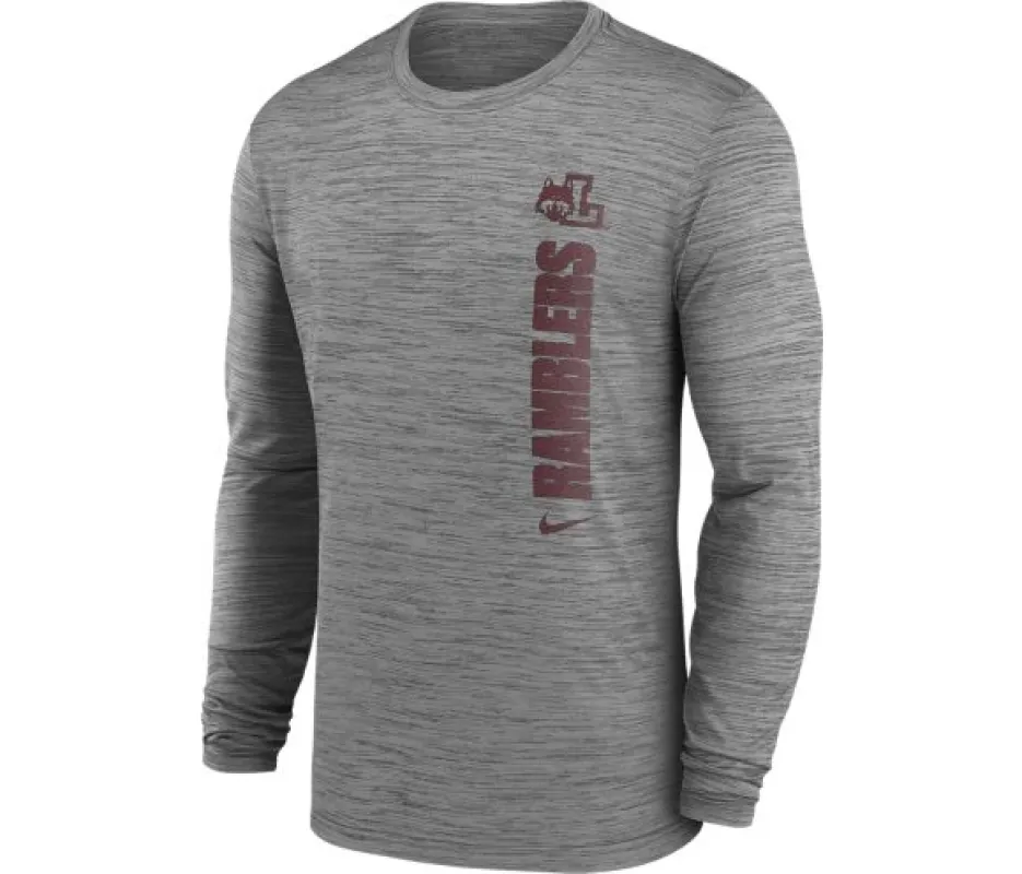 Nike Men's Loyola University Chicago Velocity Team Issue Long Sleeve Tee Shirt made by Nike