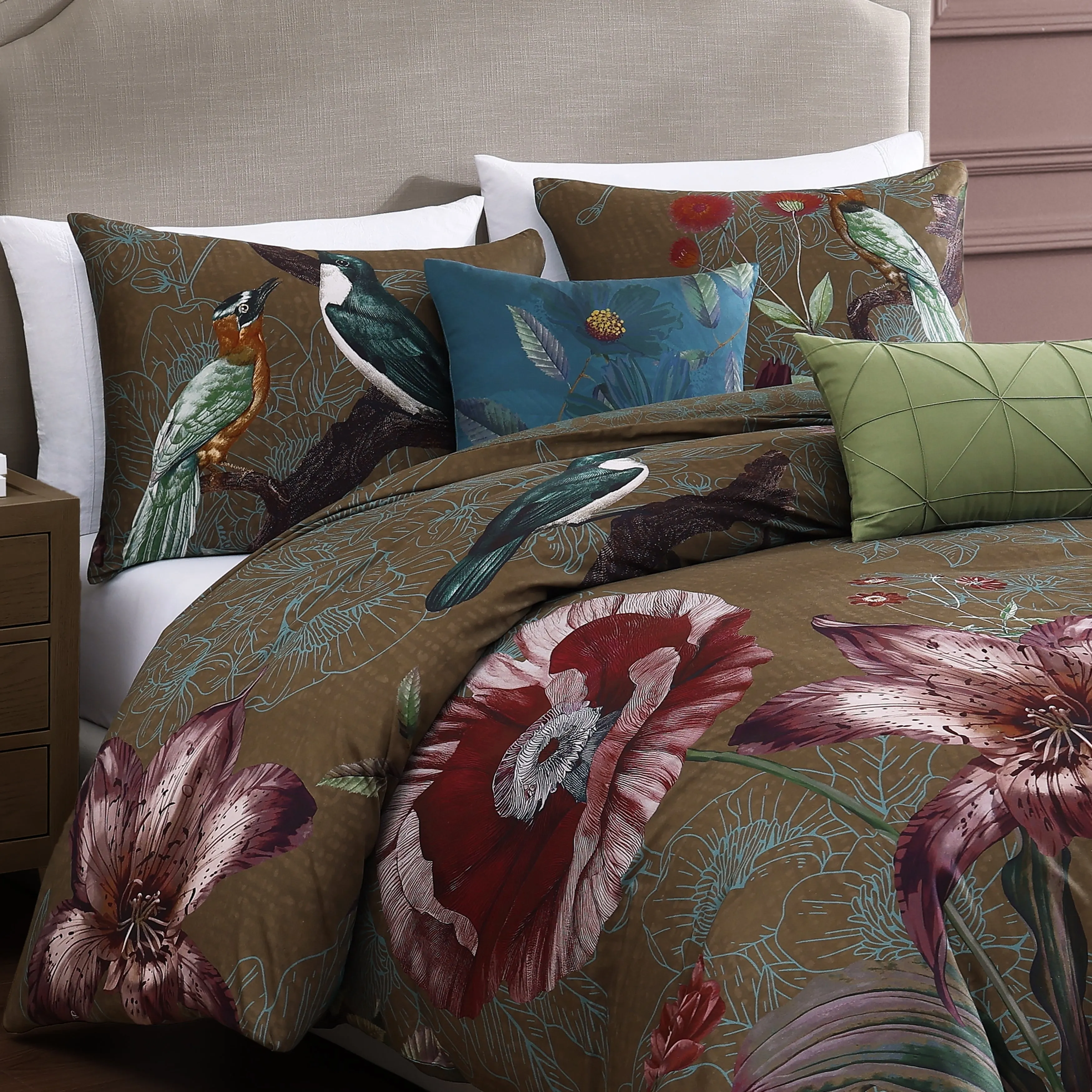 Bebejan Birds on Chocolate Brown 5 Piece Reversible Comforter Set sold by Zulily product image thumbnail 3