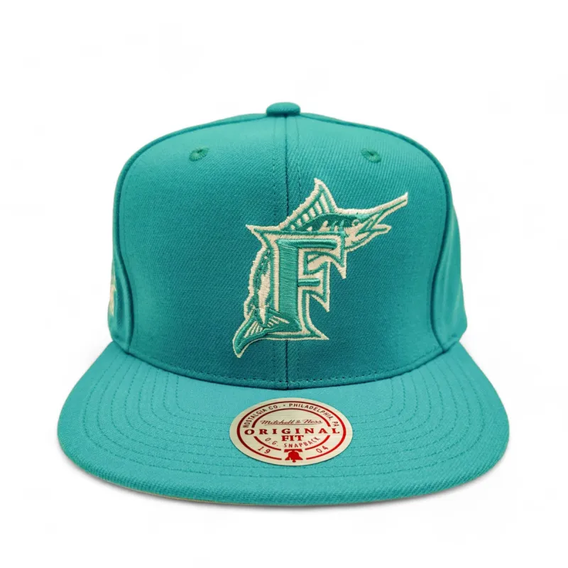 Mitchell & Ness Men's Mlb Back To Basics Snapback Coop Marlins - Teal sold by Zulily